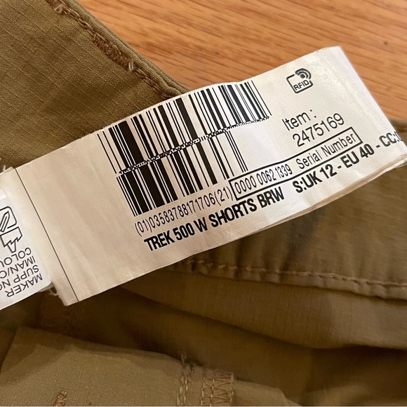 DECATHLON QUECHUA Khaki Brown Trek 500 Hiking Cargo Stretch Shorts Small - Picture 4 of 9